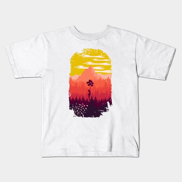 nature  vintage minimalist  pine trees Kids T-Shirt by teemarket